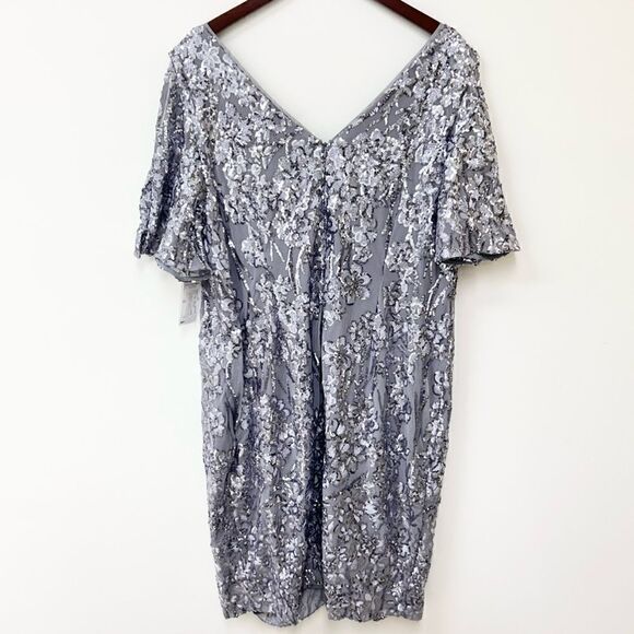 Alex Evenings Maxi Sequin Dress with Flutter Sleeves Size 22 - Picture 6 of 8